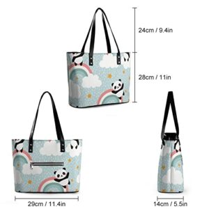 Womens Handbag Panda Patterns Leather Tote Bag Top Handle Satchel Bags For Lady