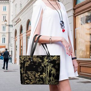 Womens Handbag Gold Bird Crane Tree Leather Tote Bag Top Handle Satchel Bags For Lady