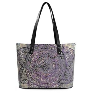 womens handbag mandala pattern leather tote bag top handle satchel bags for lady