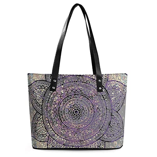 Womens Handbag Mandala Pattern Leather Tote Bag Top Handle Satchel Bags For Lady