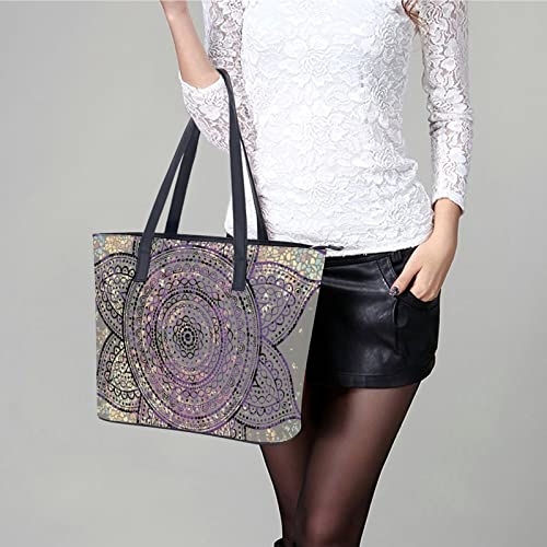 Womens Handbag Mandala Pattern Leather Tote Bag Top Handle Satchel Bags For Lady