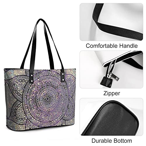 Womens Handbag Mandala Pattern Leather Tote Bag Top Handle Satchel Bags For Lady