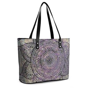 Womens Handbag Mandala Pattern Leather Tote Bag Top Handle Satchel Bags For Lady