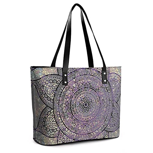 Womens Handbag Mandala Pattern Leather Tote Bag Top Handle Satchel Bags For Lady