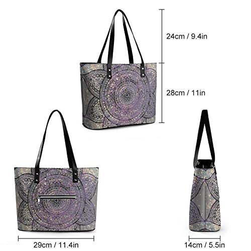 Womens Handbag Mandala Pattern Leather Tote Bag Top Handle Satchel Bags For Lady