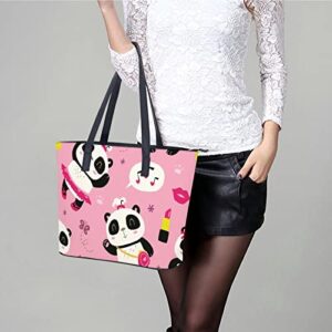 Womens Handbag Panda Patterns Leather Tote Bag Top Handle Satchel Bags For Lady