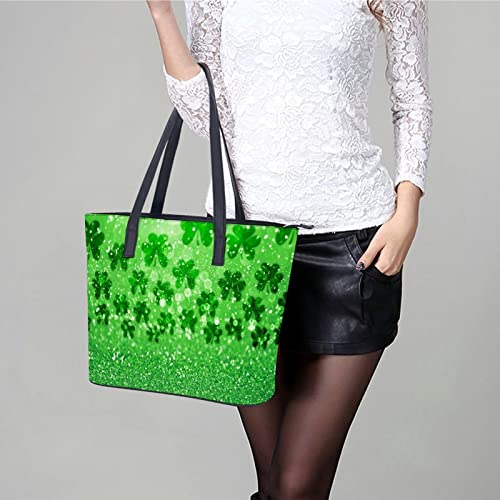 Womens Handbag Irish Shamrock Clovers Leather Tote Bag Top Handle Satchel Bags For Lady