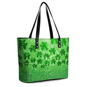 Womens Handbag Irish Shamrock Clovers Leather Tote Bag Top Handle Satchel Bags For Lady