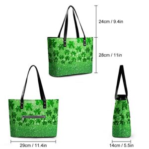 Womens Handbag Irish Shamrock Clovers Leather Tote Bag Top Handle Satchel Bags For Lady