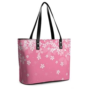 Womens Handbag Japanese Cherry Blossoms Leather Tote Bag Top Handle Satchel Bags For Lady