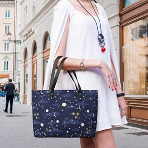 Womens Handbag Galaxy And Space Pattern Leather Tote Bag Top Handle Satchel Bags For Lady