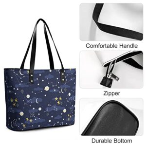 Womens Handbag Galaxy And Space Pattern Leather Tote Bag Top Handle Satchel Bags For Lady