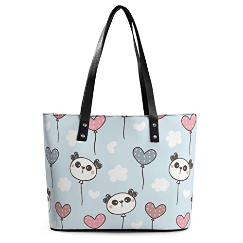 Womens Handbag Panda Patterns Leather Tote Bag Top Handle Satchel Bags For Lady