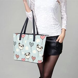 Womens Handbag Panda Patterns Leather Tote Bag Top Handle Satchel Bags For Lady