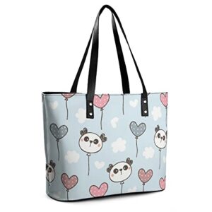 Womens Handbag Panda Patterns Leather Tote Bag Top Handle Satchel Bags For Lady