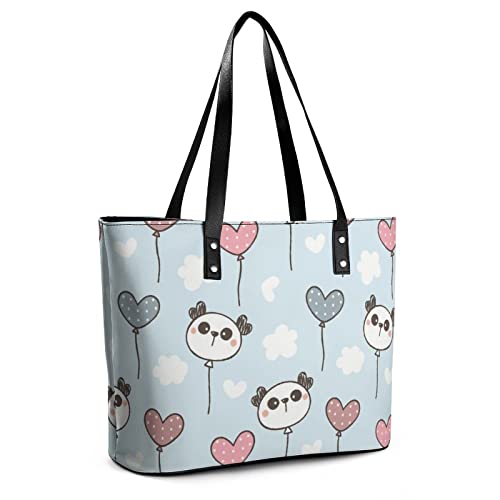 Womens Handbag Panda Patterns Leather Tote Bag Top Handle Satchel Bags For Lady