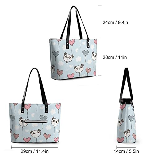 Womens Handbag Panda Patterns Leather Tote Bag Top Handle Satchel Bags For Lady