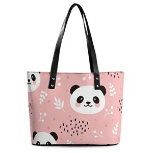 womens handbag panda patterns leather tote bag top handle satchel bags for lady