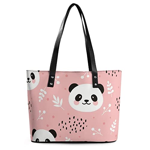 Womens Handbag Panda Patterns Leather Tote Bag Top Handle Satchel Bags For Lady