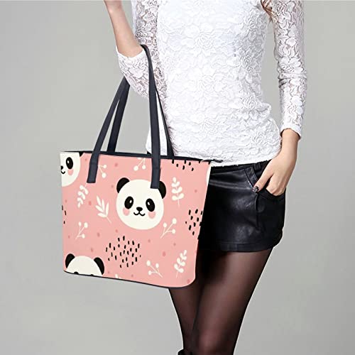 Womens Handbag Panda Patterns Leather Tote Bag Top Handle Satchel Bags For Lady