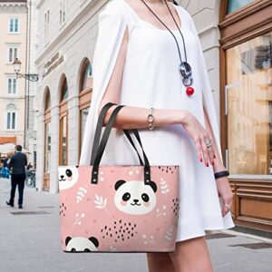 Womens Handbag Panda Patterns Leather Tote Bag Top Handle Satchel Bags For Lady