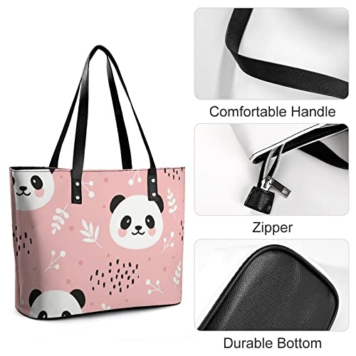 Womens Handbag Panda Patterns Leather Tote Bag Top Handle Satchel Bags For Lady