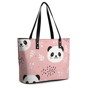 Womens Handbag Panda Patterns Leather Tote Bag Top Handle Satchel Bags For Lady