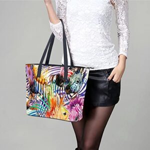 Womens Handbag Rainbow And Animal Leather Tote Bag Top Handle Satchel Bags For Lady
