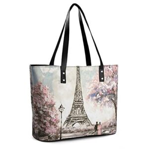 Womens Handbag Paris Street Leather Tote Bag Top Handle Satchel Bags For Lady