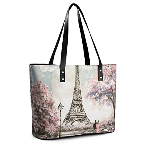 Womens Handbag Paris Street Leather Tote Bag Top Handle Satchel Bags For Lady