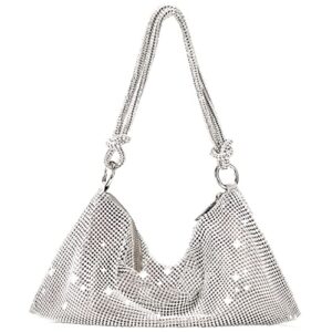mauken daolen rhinestone purse for women sparkly evening bag silver clutch