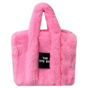 fluffy tote bag for women furry shoulder luxury faux fur soft plush girls fuzzy purse overlarge hobo handbag