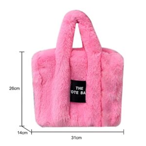 Fluffy Tote Bag for Women Furry Shoulder Luxury Faux Fur Soft Plush Girls Fuzzy Purse Overlarge Hobo Handbag