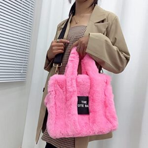 Fluffy Tote Bag for Women Furry Shoulder Luxury Faux Fur Soft Plush Girls Fuzzy Purse Overlarge Hobo Handbag