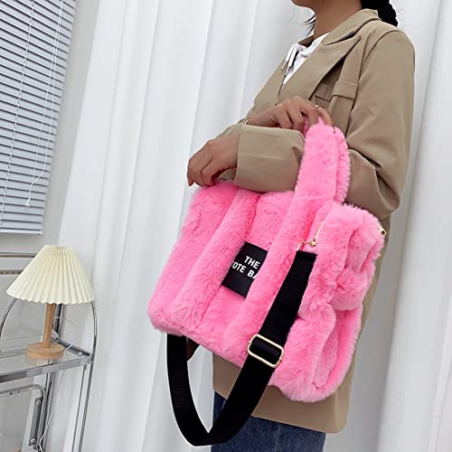 Fluffy Tote Bag for Women Furry Shoulder Luxury Faux Fur Soft Plush Girls Fuzzy Purse Overlarge Hobo Handbag