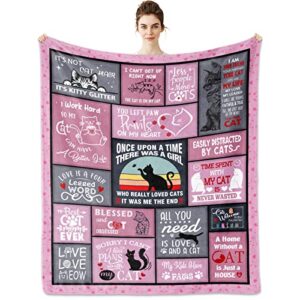cat gifts for cat lovers, cat lover gifts for women, gifts for cat lovers blanket 60″ x 50″, cat lover gifts, cat lover gifts for girls, cat mom gifts for women, cat gift ideas for birthday christmas