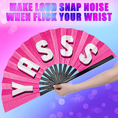 3 Pcs Large Bamboo Hand Fan Rave Fan Folding Fan Foldable Clack Fan Yasss Shade Daddy Fan Handheld Chinese Fan for Women Men Festivals Parades Christmas Party Performance Dance, 26 Inch (Novelty)