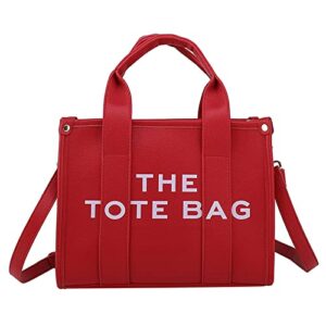 the tote bag for women, leather tote bag red with zipper, women’s tote bag sturdy durable waterproof cute handbag, tote purse crossbody shoulder bag for school, work, travel