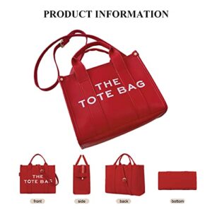 The Tote Bag for Women, Leather Tote Bag Red with Zipper, Women's Tote Bag Sturdy Durable Waterproof Cute Handbag, Tote Purse Crossbody Shoulder Bag for School, Work, Travel