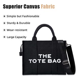 CASTNICH The Tote Bag for Women, Canvas Tote Bag Black with Zipper, Sturdy Wear-Resistant Handbag Women's Tote Bag, Tote Purse Crossbody Shoulder Bag, Tote Bag for Work, School, Travel