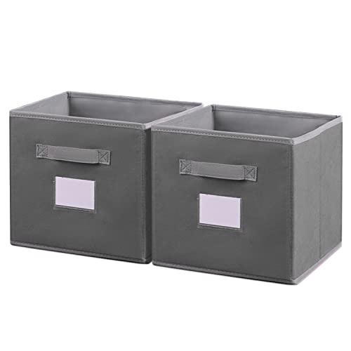 JNCHOICE Storage Cubes 2 Packs Folding Thicker Fabric Storage Bins Basket for Closet Shelf Cabinet Bookcase - Grey