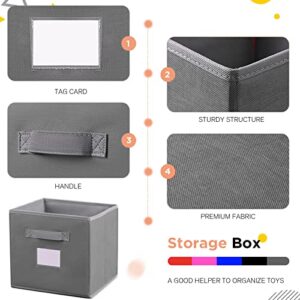 JNCHOICE Storage Cubes 2 Packs Folding Thicker Fabric Storage Bins Basket for Closet Shelf Cabinet Bookcase - Grey