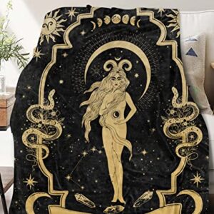 Aries Gifts for Women, Aries Zodiac Blanket 60"X50", Witchy Gifts,Aries Gothic Gifts Aries Astrology Decor Tarot Moon Constellation Soft Throw Blanket