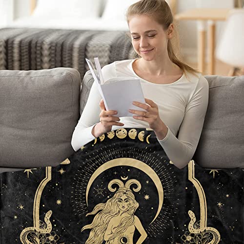 Aries Gifts for Women, Aries Zodiac Blanket 60"X50", Witchy Gifts,Aries Gothic Gifts Aries Astrology Decor Tarot Moon Constellation Soft Throw Blanket