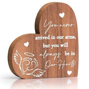 luxekem miscarriage gifts for mothers, infant loss sympathy gift, loss of baby memorial, angel baby heart shaped wood sign, pregnancy loss remembrance bereavement condolence