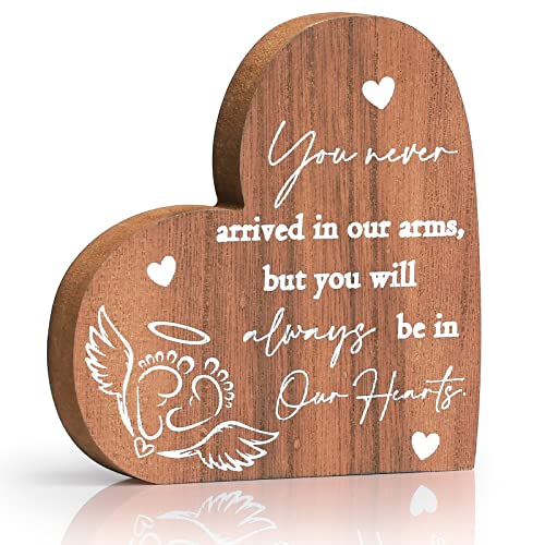 Luxekem Miscarriage Gifts for Mothers, Infant Loss Sympathy Gift, Loss of Baby Memorial, Angel Baby Heart Shaped Wood Sign, Pregnancy Loss Remembrance Bereavement Condolence