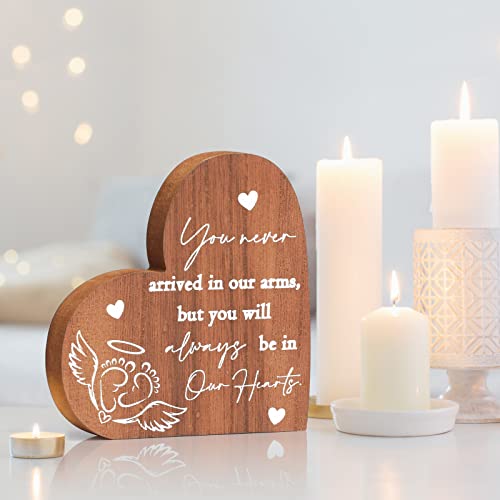 Luxekem Miscarriage Gifts for Mothers, Infant Loss Sympathy Gift, Loss of Baby Memorial, Angel Baby Heart Shaped Wood Sign, Pregnancy Loss Remembrance Bereavement Condolence