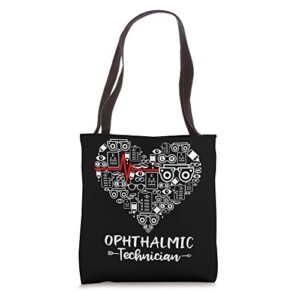 ophthalmic technician heart funny ophthalmology tote bag