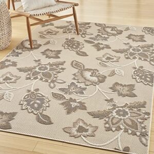 nourison aloha indoor/outdoor beige 3’6″ x 5’6″ area -rug, easy -cleaning, non shedding, bed room, living room, dining room, deck, backyard, patio, high traffic (4×6)