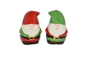 new 3″ adorable santa gnome gnomes ceramic salt & pepper shaker set